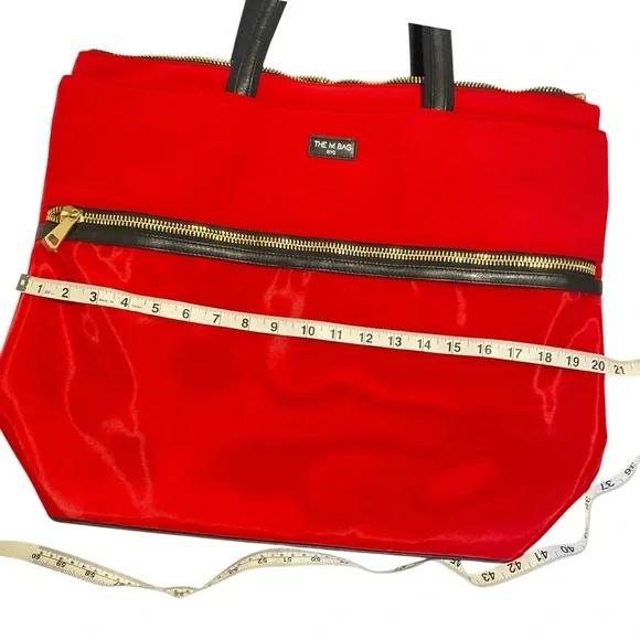 Rare The M Bag NYC Red Tote Zip Carryall Techwear Red Nylon Utility Travel Bag - Picture 7 of 16